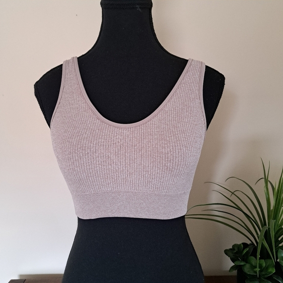 Aerie Ribbed Bra Women's Size Small Oatmeal Beige Colour Neutral EUC - Picture 2 of 10